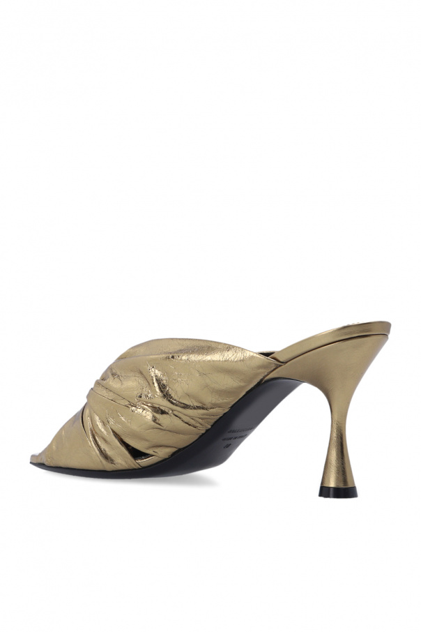 balenciaga drapy padded leather flat mules